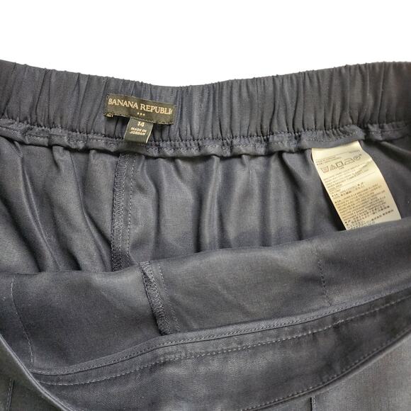Banana Republic Factory Womens Pull On Taper Pants Size 14 Navy Blue Lightweight - Picture 6 of 12